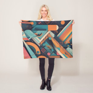 Abstract Geometric Art – Bold Vibrant Graphic Fleece Blanket