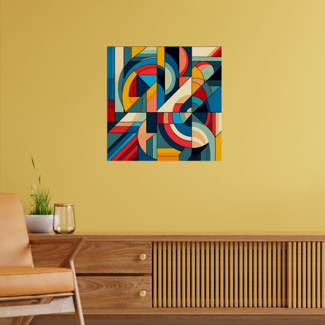 Abstract Geometric Art – Colour Grid Composition Poster (Living Room 2)