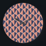 Abstract Geometric: Art Deco Seamless Large Clock<br><div class="desc">Abstract Art Deco Seamless Background. Geometric Pattern.
Art Deco seamless background with geometric elegance. A touch of sophistication.
Abstract Art Deco Seamless Background - Geometric Pattern.
textile,  pattern,  decor,  background,  abstract,  illustration,  texture,  fashion,  vintage,  retro,  line,  seamless,  blue,  geometric,  diamond,  silhouette,  fabric,  ornament,  triangle,  shape</div>