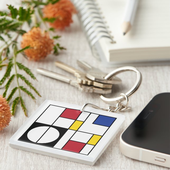 Abstract Geometric Art  Key Ring (Front Right)