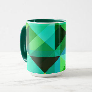 Abstract Geometric Art Mug in Green and Aqua