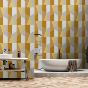 Abstract Geometric Art Silver Gold Grey Squares Wallpaper