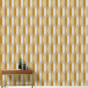 Abstract Geometric Art Silver Gold Grey Stripes Wallpaper