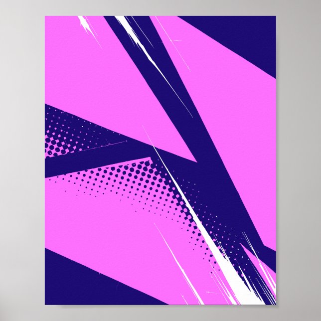 Abstract Geometric Art with Dark Blue Background Poster (Front)