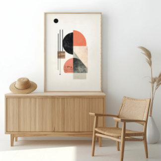 Abstract Geometric Art with Natural Textures Poster