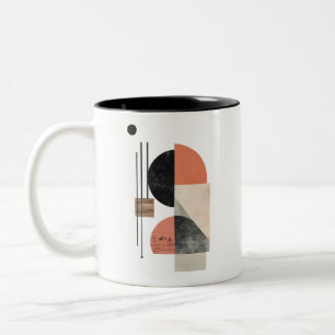 Abstract Geometric Art with Natural Textures Two-Tone Coffee Mug