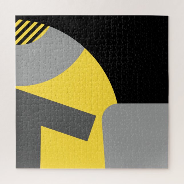 Abstract Geometric Art yellow grey black Jigsaw Puzzle (Vertical)