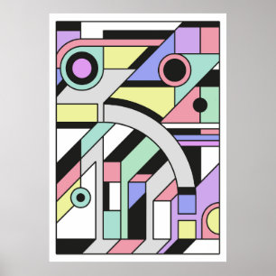 Abstract geometric artwork in cubism style poster