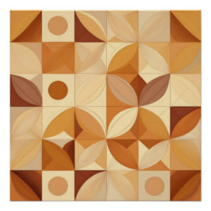 Abstract Geometric Autumn-Inspired Pattern Art Poster