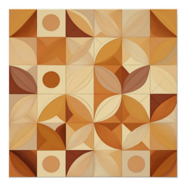Abstract Geometric Autumn-Inspired Pattern Art Poster (Front)
