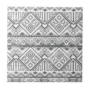 Abstract Geometric Aztec Pattern 2 Ceramic Tile