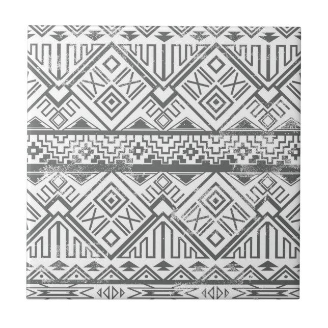 Abstract Geometric Aztec Pattern 2 Ceramic Tile (Front)