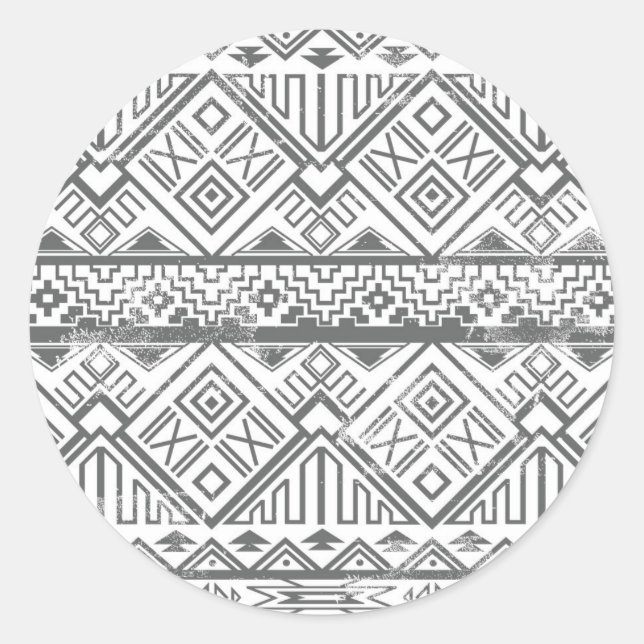 Abstract Geometric Aztec Pattern 2 Classic Round Sticker (Front)