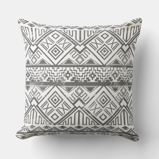 Abstract Geometric Aztec Pattern 2 Cushion (Front)
