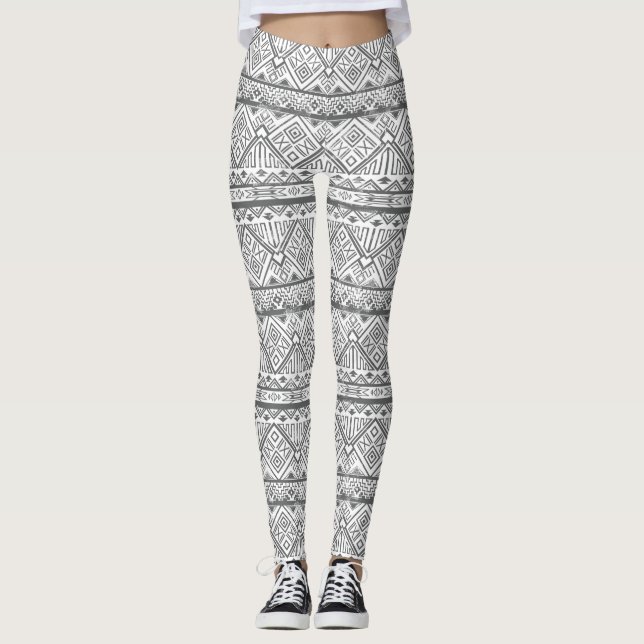 Abstract Geometric Aztec Pattern 2 Leggings (Front)