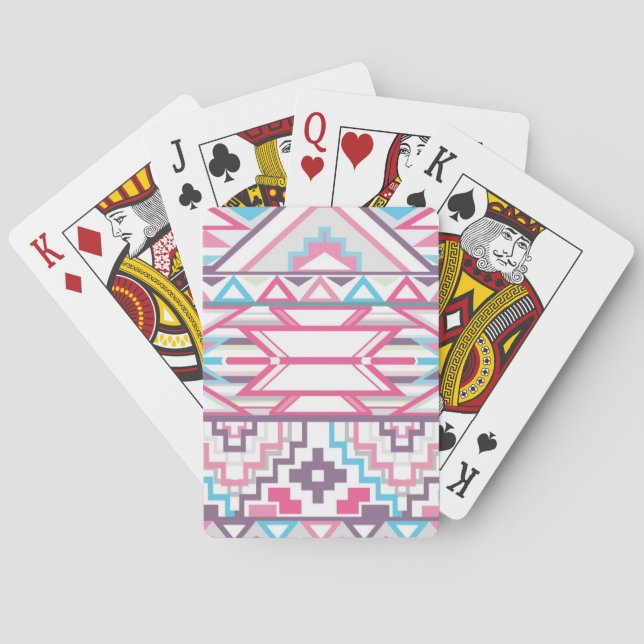 Abstract Geometric Aztec Pattern 3 Playing Cards (Back)