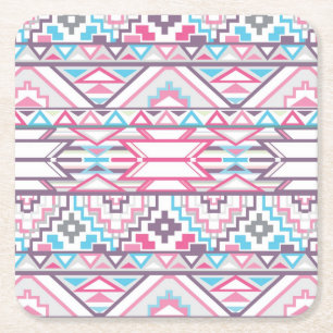 Abstract Geometric Aztec Pattern 3 Square Paper Coaster
