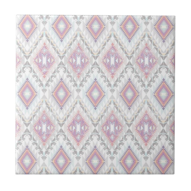 Abstract Geometric Aztec Pattern Ceramic Tile (Front)