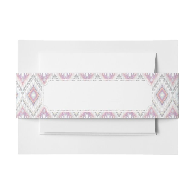 Abstract Geometric Aztec Pattern Invitation Belly Band (Front Example)