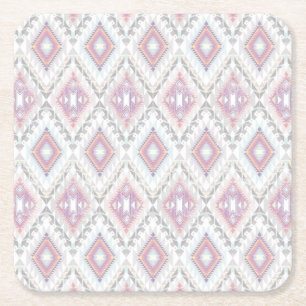 Abstract Geometric Aztec Pattern Square Paper Coaster