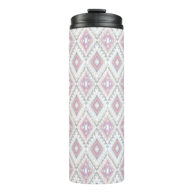 Abstract Geometric Aztec Pattern Thermal Tumbler (Front)