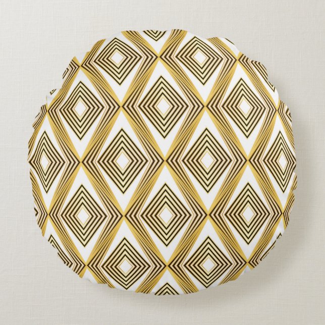 Abstract Geometric Background Art Deco Round Cushion (Front)