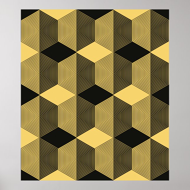 Abstract geometric background. Hexagonal mesh with Poster (Front)
