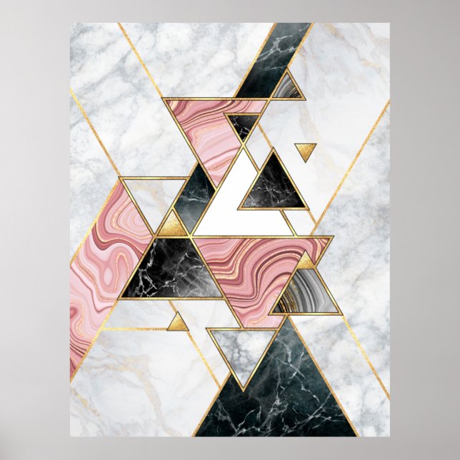Abstract geometric background. Modern marble mosai Poster (Front)