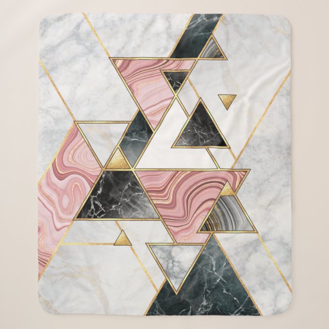 Abstract geometric background. Modern marble mosai Sherpa Blanket (Front)