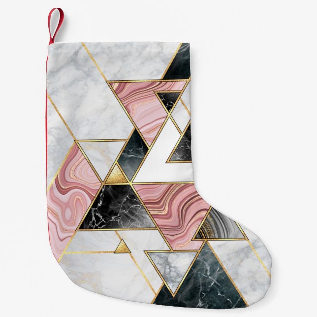 Abstract geometric background. Modern marble mosai Small Christmas Stocking (Front)