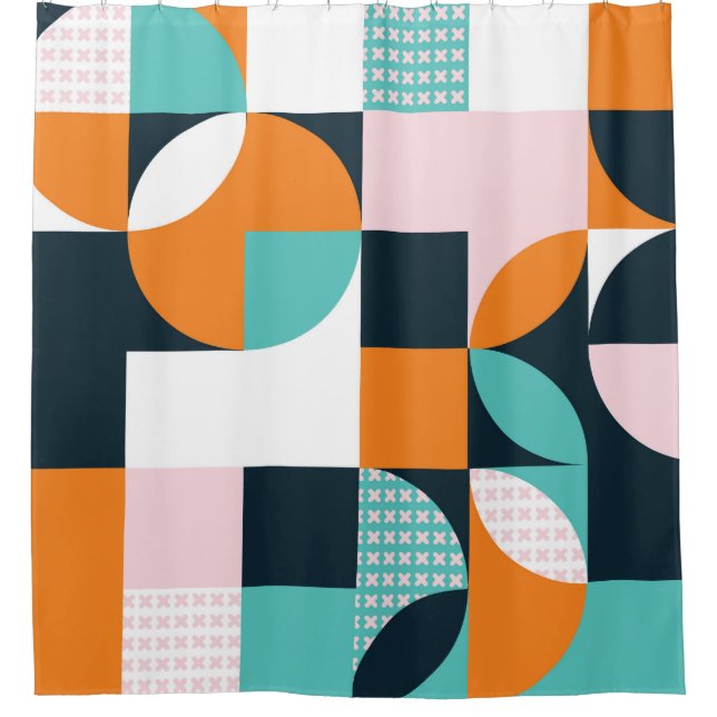 Abstract geometric background with squares,triangl shower curtain (Front)