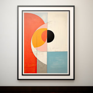 Abstract Geometric Balance: Soft Hues Bold Lines Poster