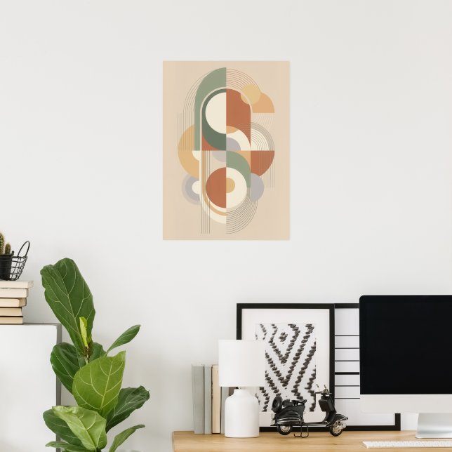 Abstract Geometric Bauhaus Art Print | Mid-Century (Home Office)