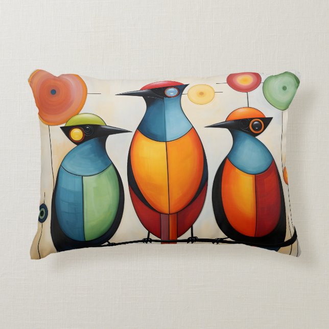 Abstract Geometric Birds Wonders Decorative Cushion (Front)