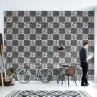 Abstract Geometric Black and White Chequerboard