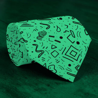 Abstract Geometric Black & Green Custom Necktie