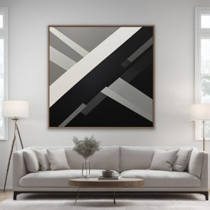 Abstract Geometric Black White Grey Poster