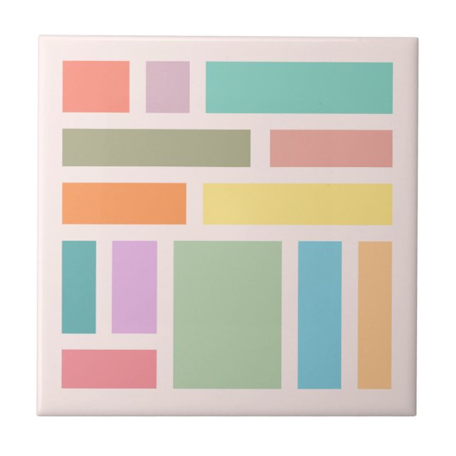 Abstract Geometric Blocks Ceramic Tile (Front)
