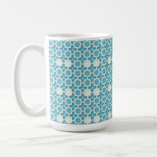 Abstract Geometric Blue and White Pattern Coffee Mug