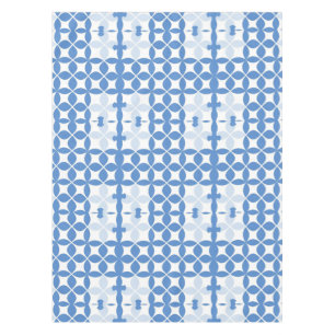 Abstract Geometric Blue and White Pattern Tablecloth