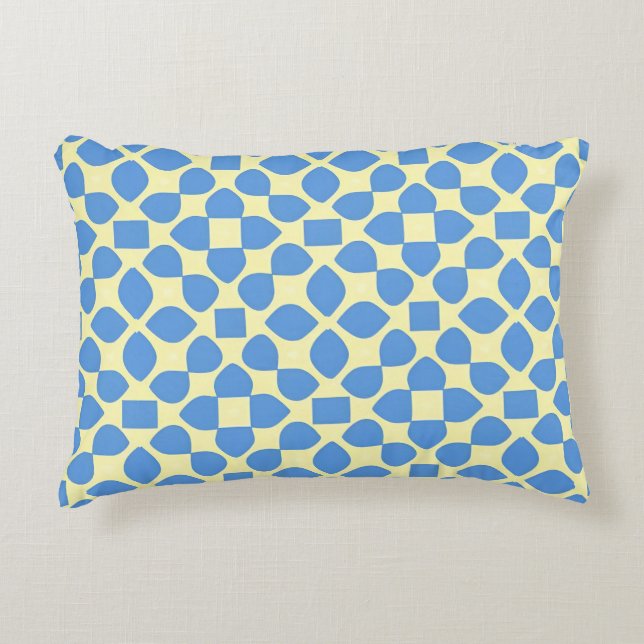 Abstract Geometric Blue Pattern Decorative Cushion (Front)