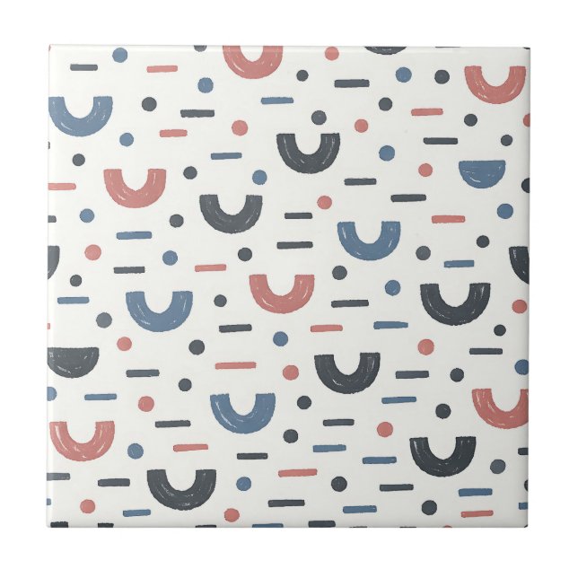 Abstract Geometric Boho Pattern Ceramic Tile (Front)