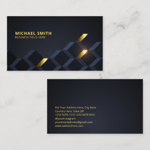 Abstract Geometric Boxes Gold Decoration Business Card