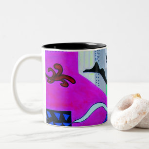 Abstract Geometric Bright Blue Pink Shapes Two-Tone Coffee Mug