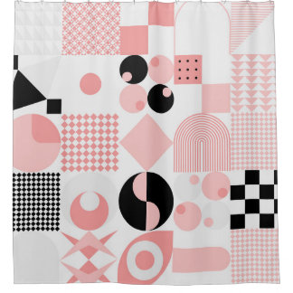 Abstract Geometric: Bright Vintage Shapes Shower Curtain