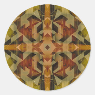 Abstract geometric brownish pattern classic round sticker