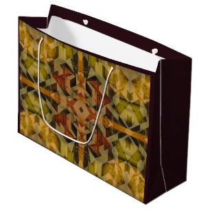 Abstract geometric brownish pattern large gift bag