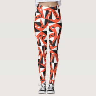 Abstract Geometric Brush: Vintage Pattern Leggings
