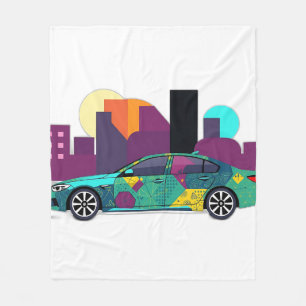 Abstract Geometric Car Illustration Fleece Blanket