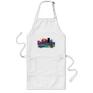 Abstract Geometric Car Illustration Long Apron